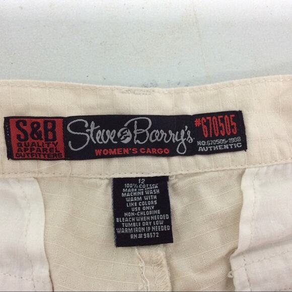 Steve & Barry’s 12 Cargo Shorts Cream Color - Picture 3 of 4